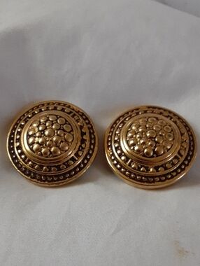 Ben-Amun Gold-Tone Textured Round Dome Clip-On Earrings